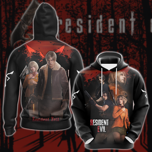 Resident Evil: Leon & Ashley Video Game 3D All Over Printed T-shirt Tank Top Zip Hoodie Pullover Hoodie Hawaiian Shirt Beach Shorts Jogger Hoodie S 