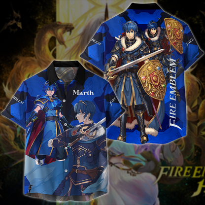 Fire Emblem Marth Video Game 3D All Over Printed T-shirt Tank Top Zip Hoodie Pullover Hoodie Hawaiian Shirt Beach Shorts Jogger Hawaiian Shirt S 