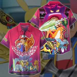 Pokemon Ash Ketchum Champion Anime Manga 3D All Over Printed T-shirt Tank Top Zip Hoodie Pullover Hoodie Hawaiian Shirt Beach Shorts Jogger Hawaiian Shirt S 