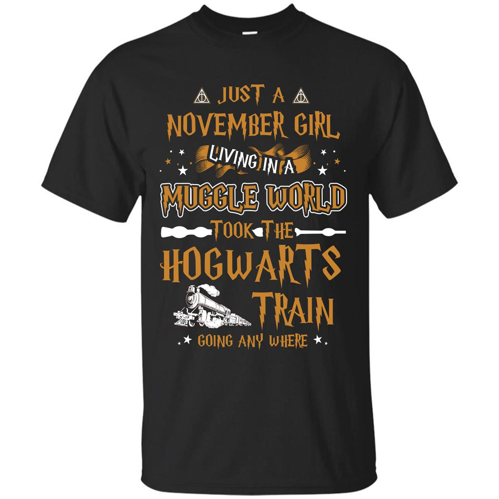 Harry Potter T-shirt Just A November Girl Living In A Muggle World Black S 