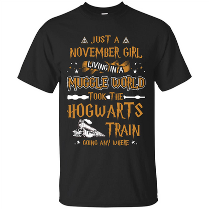 Harry Potter T-shirt Just A November Girl Living In A Muggle World Black S 