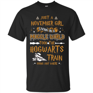 Harry Potter T-shirt Just A November Girl Living In A Muggle World Black S 