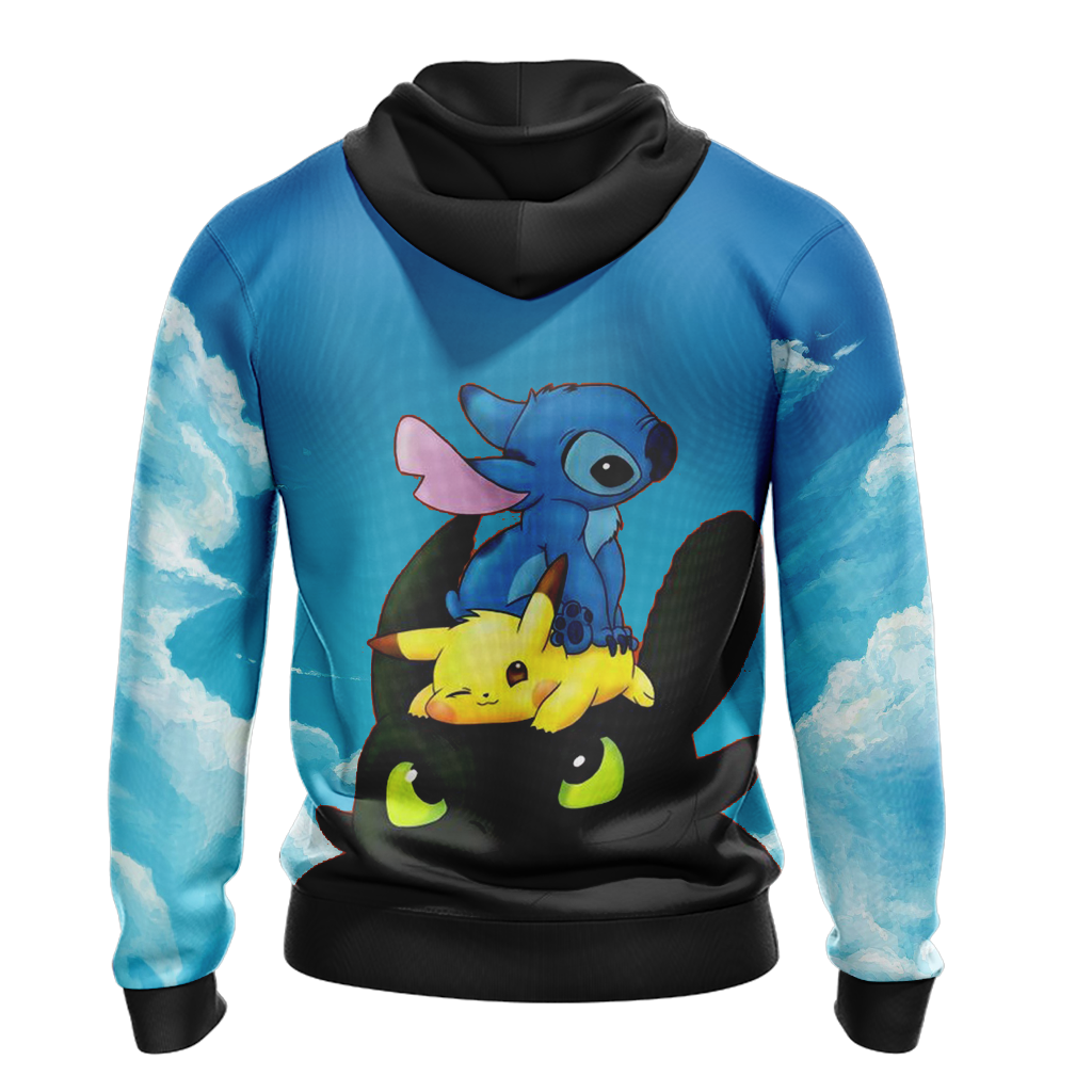 Stitch - Pokemon - How to train your dragon Unisex 3D T-shirt   