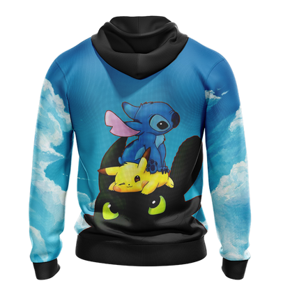 Stitch - Pokemon - How to train your dragon Unisex 3D T-shirt   