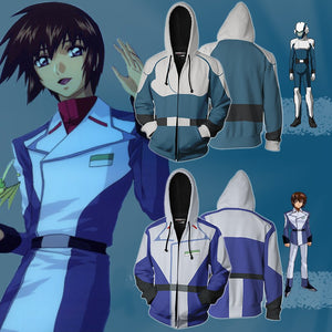 Mobile Suit Gundam Kira Yamato (Gundam) Cosplay Zip Up Hoodie Jacket   