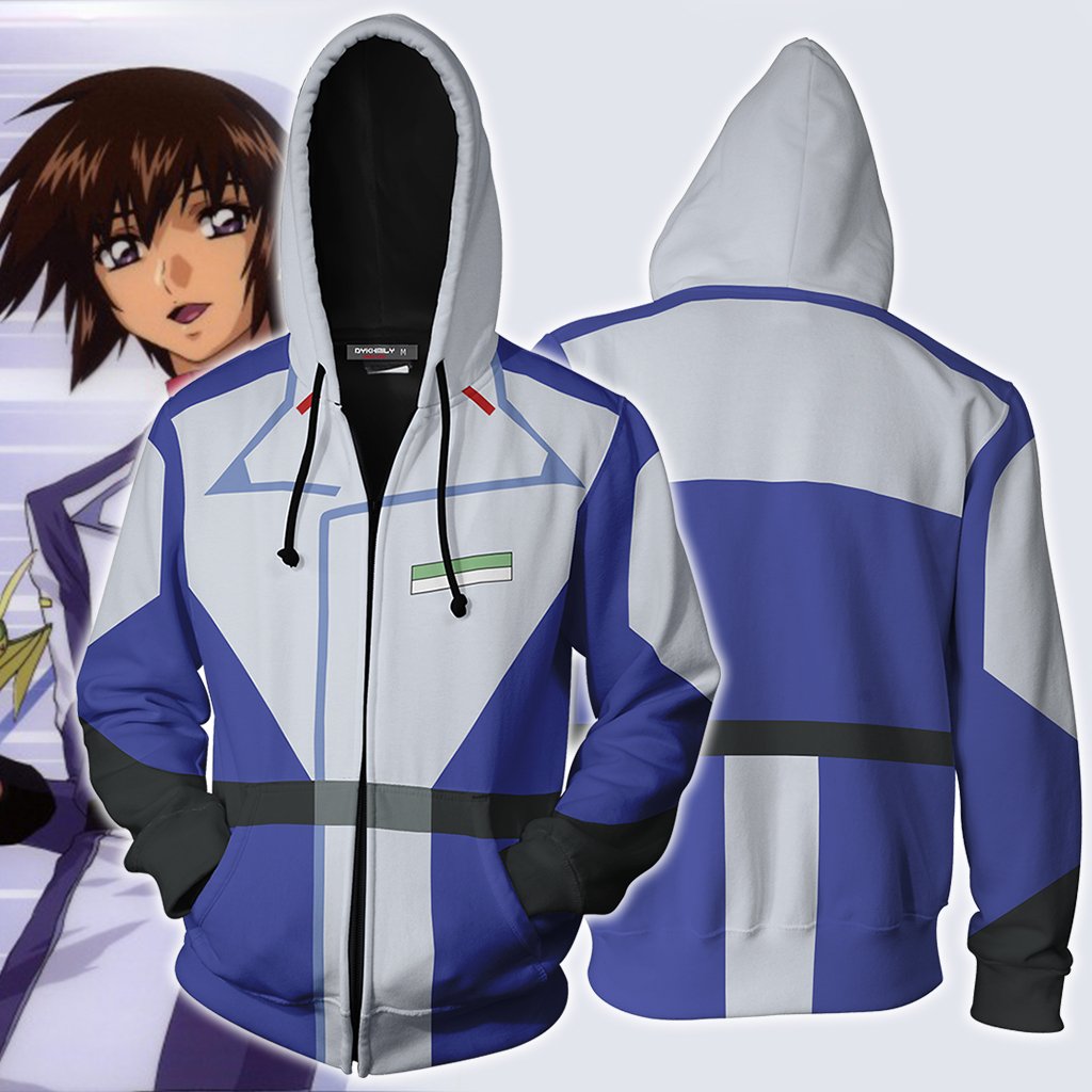 Mobile Suit Gundam Kira Yamato Cosplay Zip Up Hoodie Jacket XS  