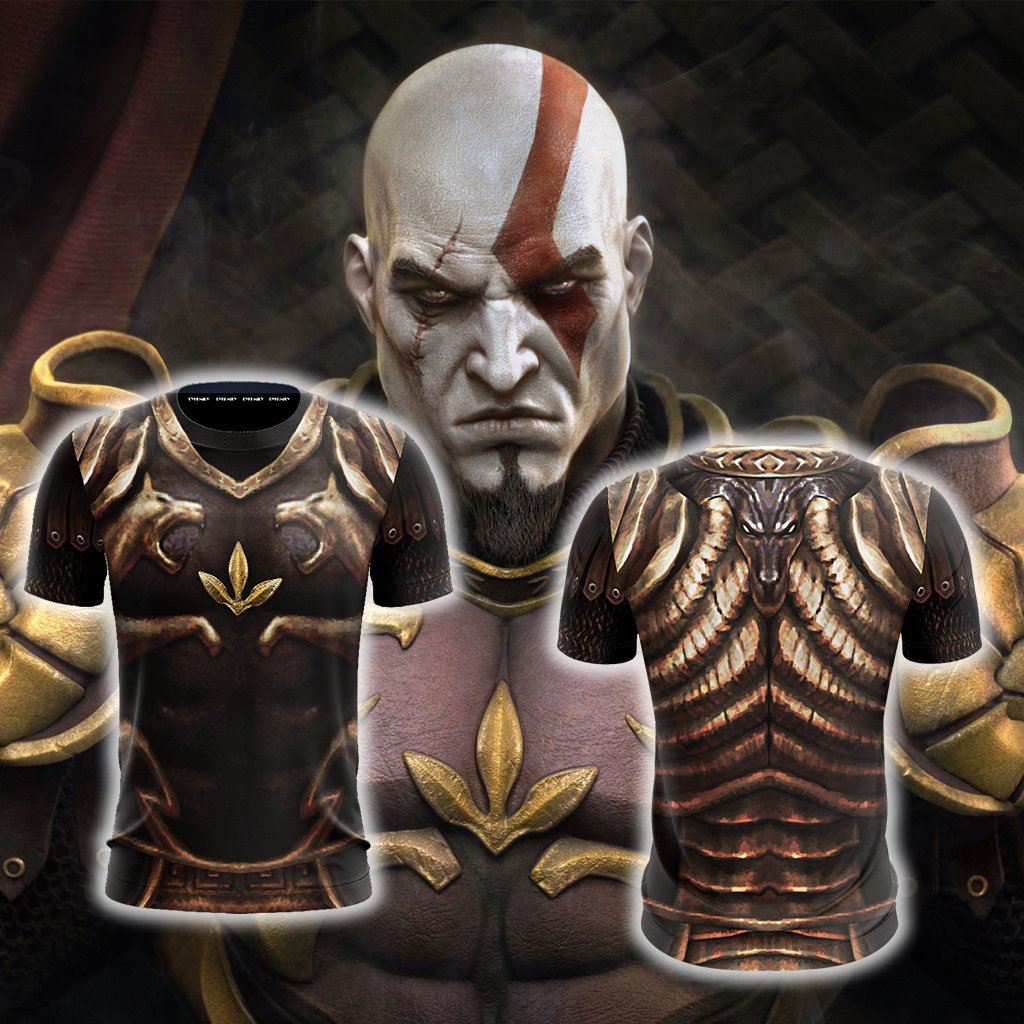 God Of War 2 Kratos Armor Cosplay Unisex 3D T-shirt 4XL  