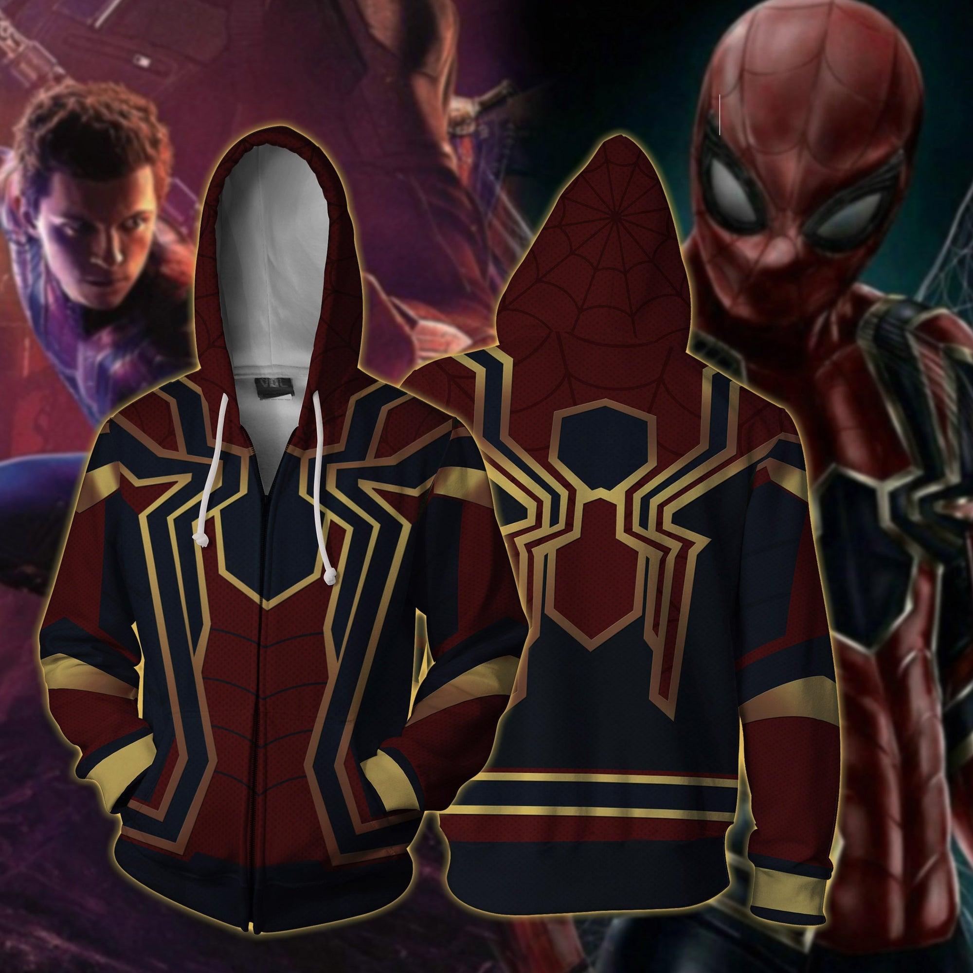 Spider-man: Homecoming Iron Spider Cosplay Zip Up Hoodie Jacket XS  