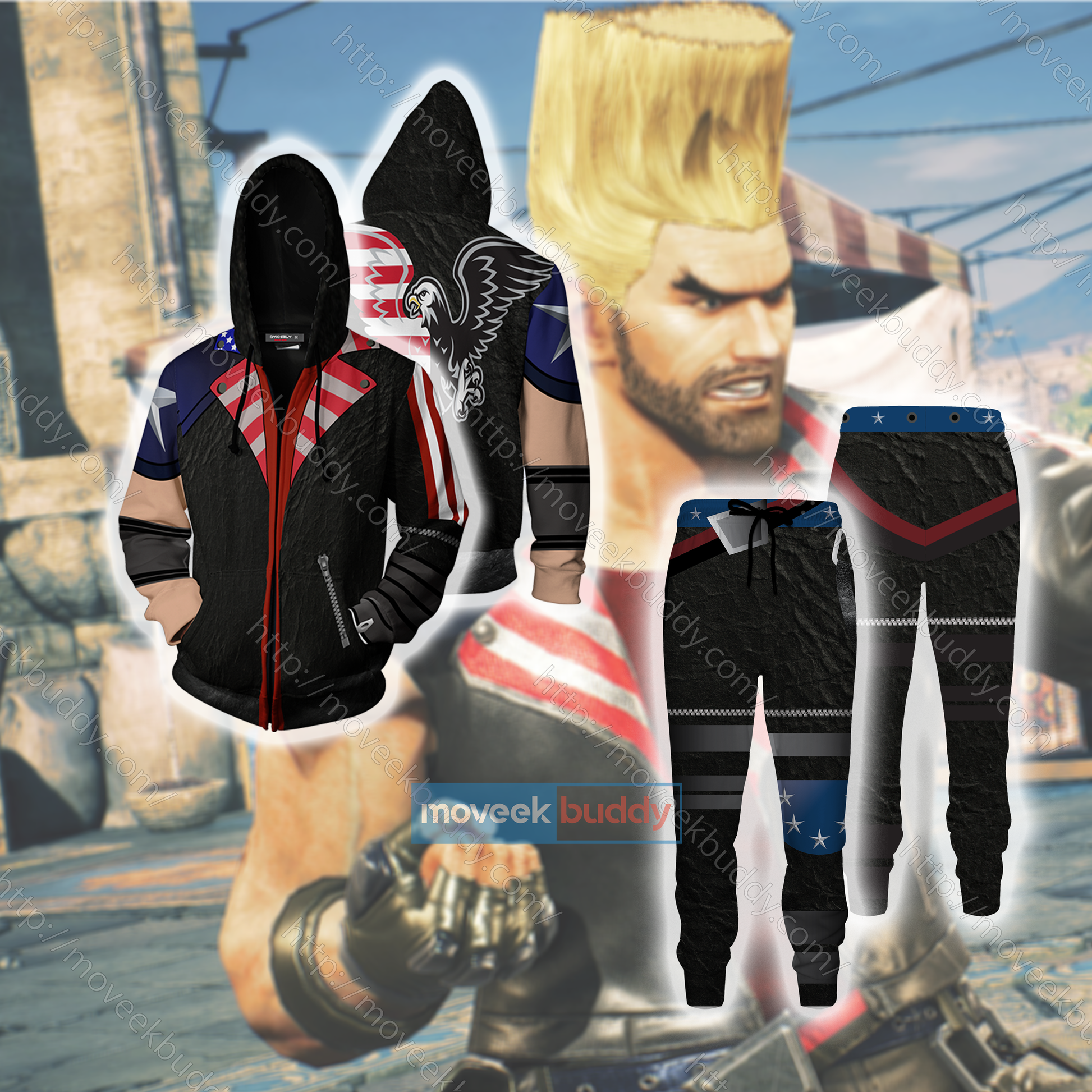 Tekken Paul Phoenix Cosplay Zip Up Hoodie Jacket   