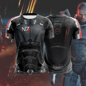 N7 Men Suit Mass Effect 3 Unisex 3D T-shirt S  