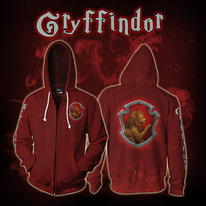 Gryffindor Logo (Harry Potter) 3D Zip Up Hoodie   