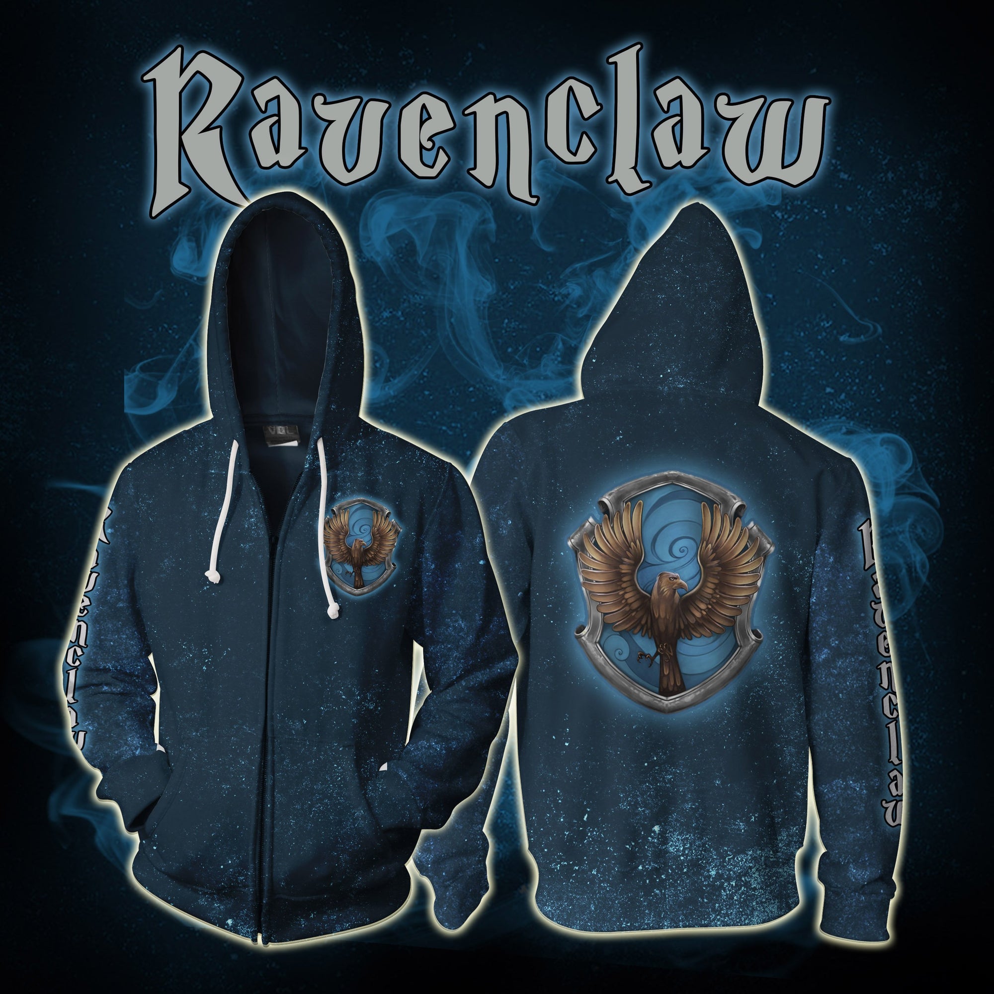 Ravenclaw Logo (Harry Potter) 3D Zip Up Hoodie XS Ravenclaw 