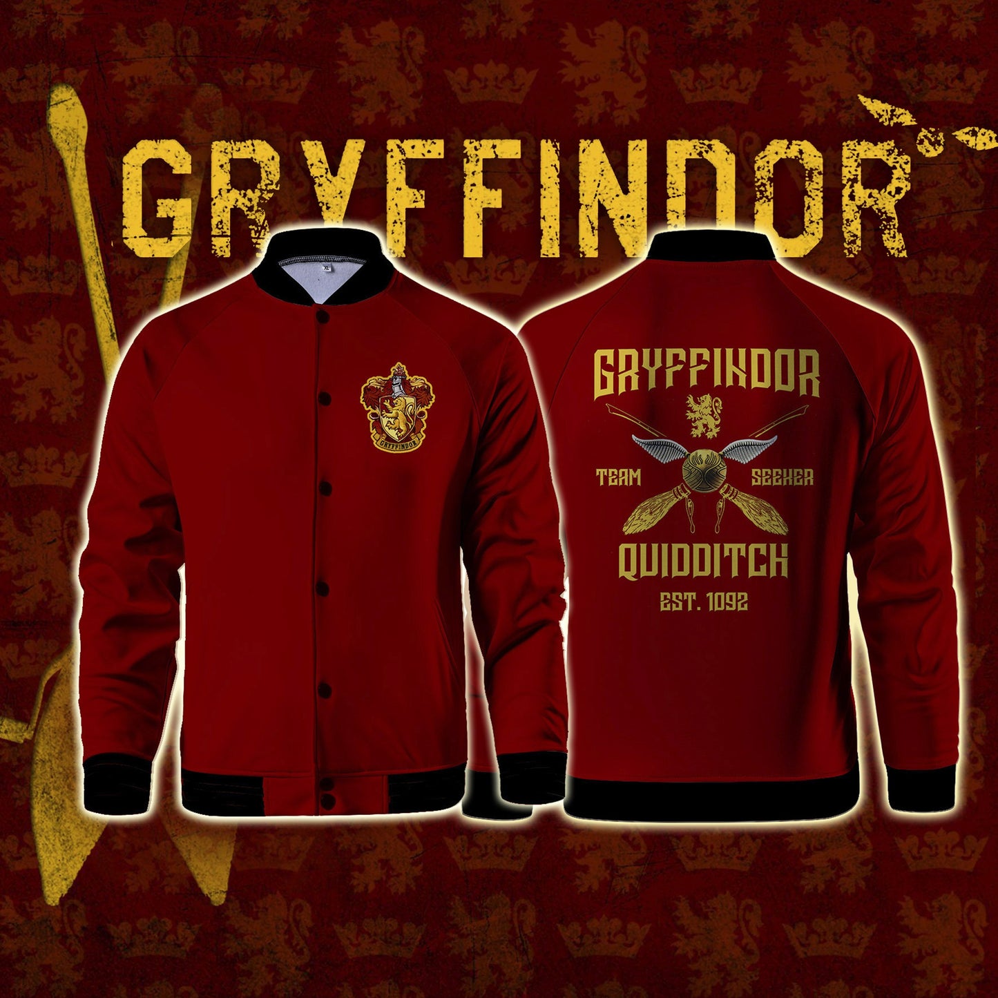 Gryffindor Quidditch Team Harry Potter Baseball Jacket US/EU XXS (ASIAN S)  