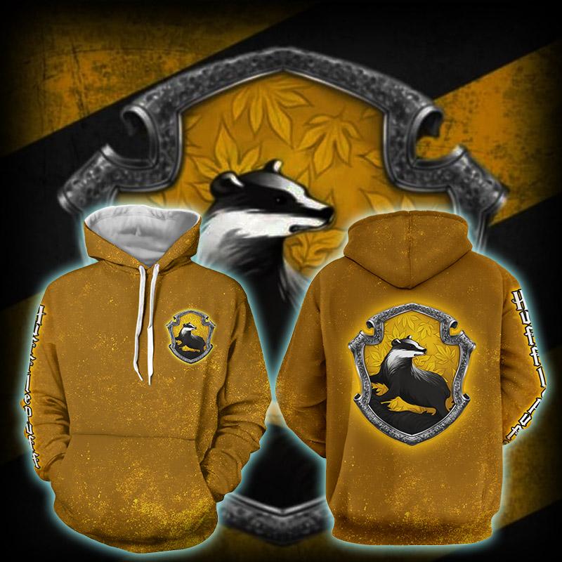Hufflepuff Logo (Harry Potter) 3D Hoodie S  