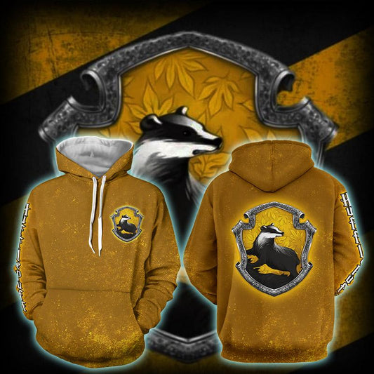 Hufflepuff Logo (Harry Potter) 3D Hoodie S  