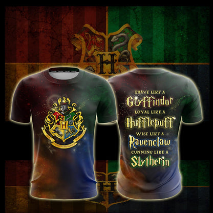 Hogwarts - Brave Loyal Wise Cunning Zip Up Hoodie T-shirt S