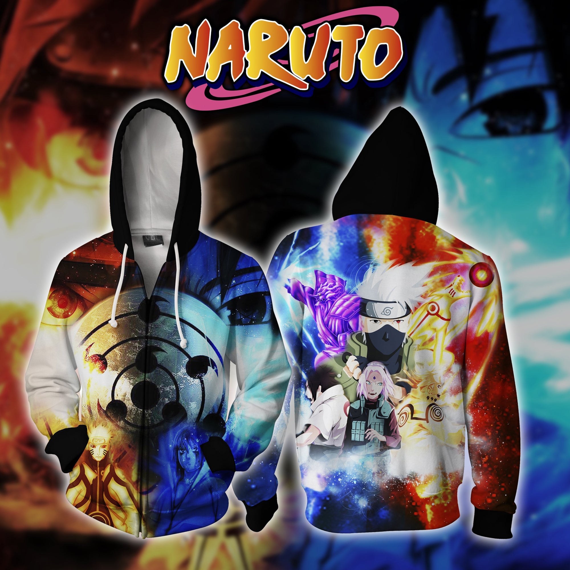 Naruto And Sasuke Zip Up Hoodie Jacket S  