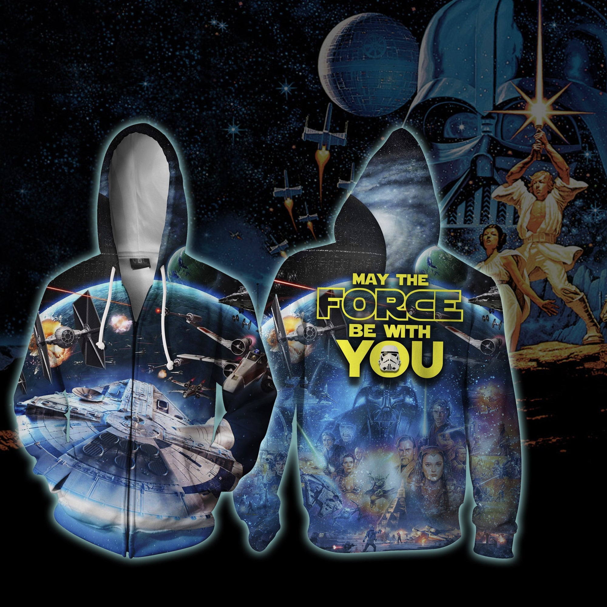 Star Wars May The Force Be With You Zip Up Hoodie XS  