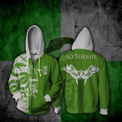 Quidditch Slytherin Harry Potter Unisex 3D T-shirt Zip Hoodie XS 
