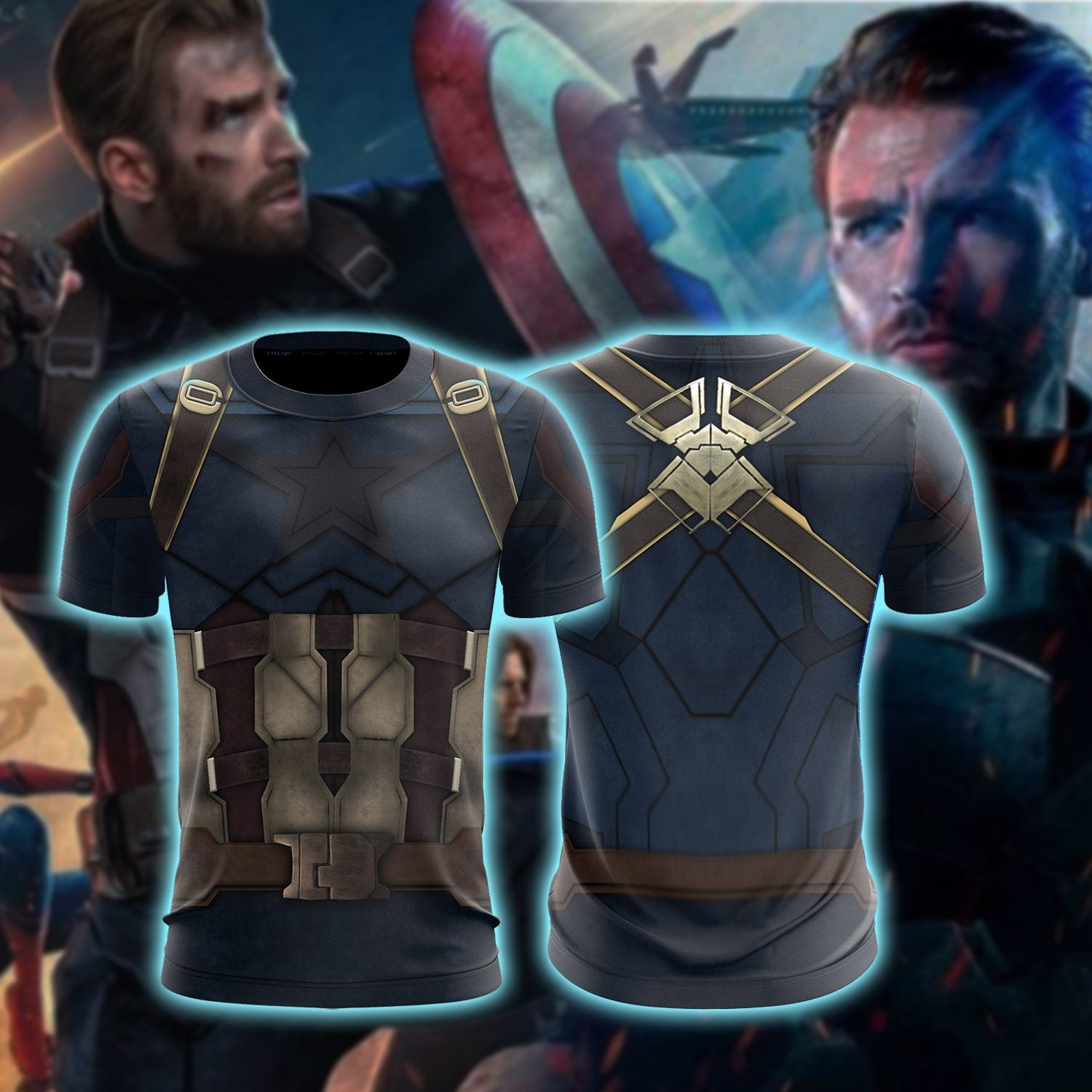 Captain America Cosplay Unisex 3D T-shirt S  