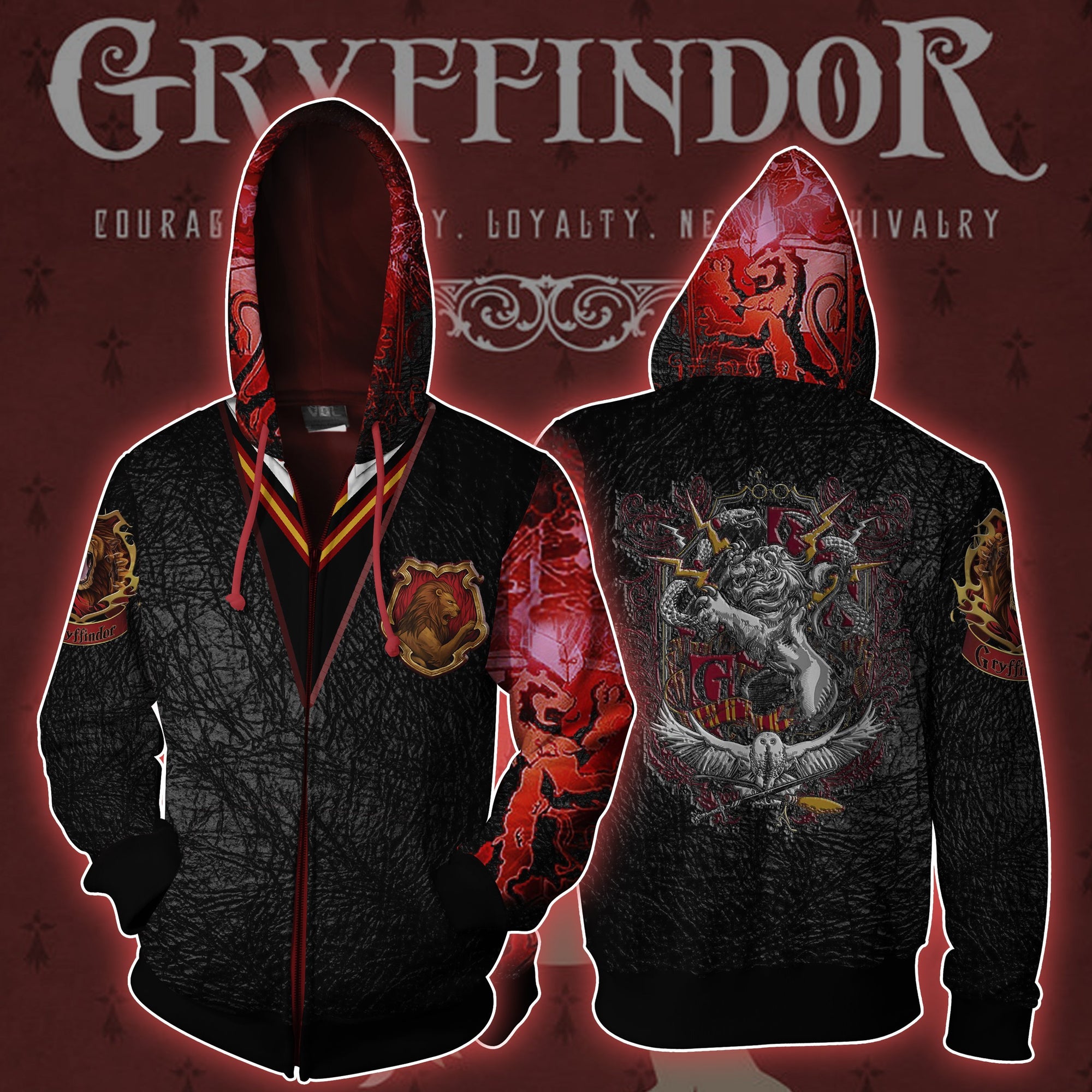 The Gryffindor Lion Harry Potter Zip Up Hoodie XS  