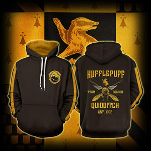 Hufflepuff Quidditch Team Est 1092 Harry Potter Unisex 3D T-shirt Hoodie S 