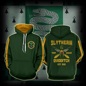 Slytherin Quidditch Team Est 1092 Harry Potter Unisex 3D T-shirt Hoodie S 
