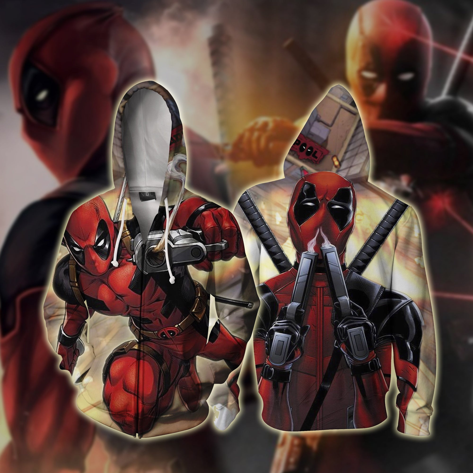 Deadpool Zip Up Hoodie Jacket XS  