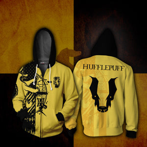 Quidditch Hufflepuff Harry Potter Unisex 3D T-shirt Zip Hoodie S 