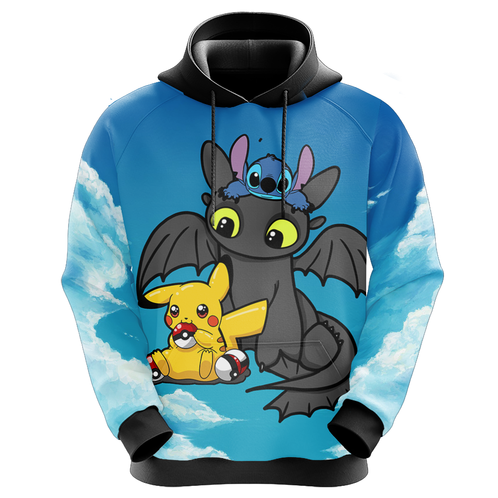 Stitch - Pokemon - How to train your dragon Unisex 3D T-shirt   