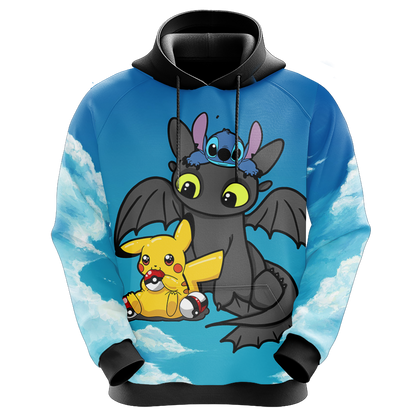 Stitch - Pokemon - How to train your dragon Unisex 3D T-shirt   