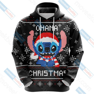 Stitch Ohana Christmas Unisex 3D T-shirt   