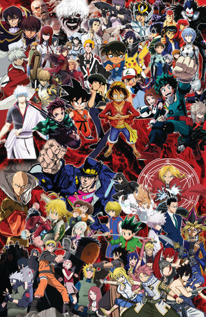Anime Characters Compilation (Dragon Ball, Naruto, One Piece, Bleach, Yu Gi Oh!, My Hero Academia, Pokemon, The Metal Alchemist, ect.) 3D Bed Set   