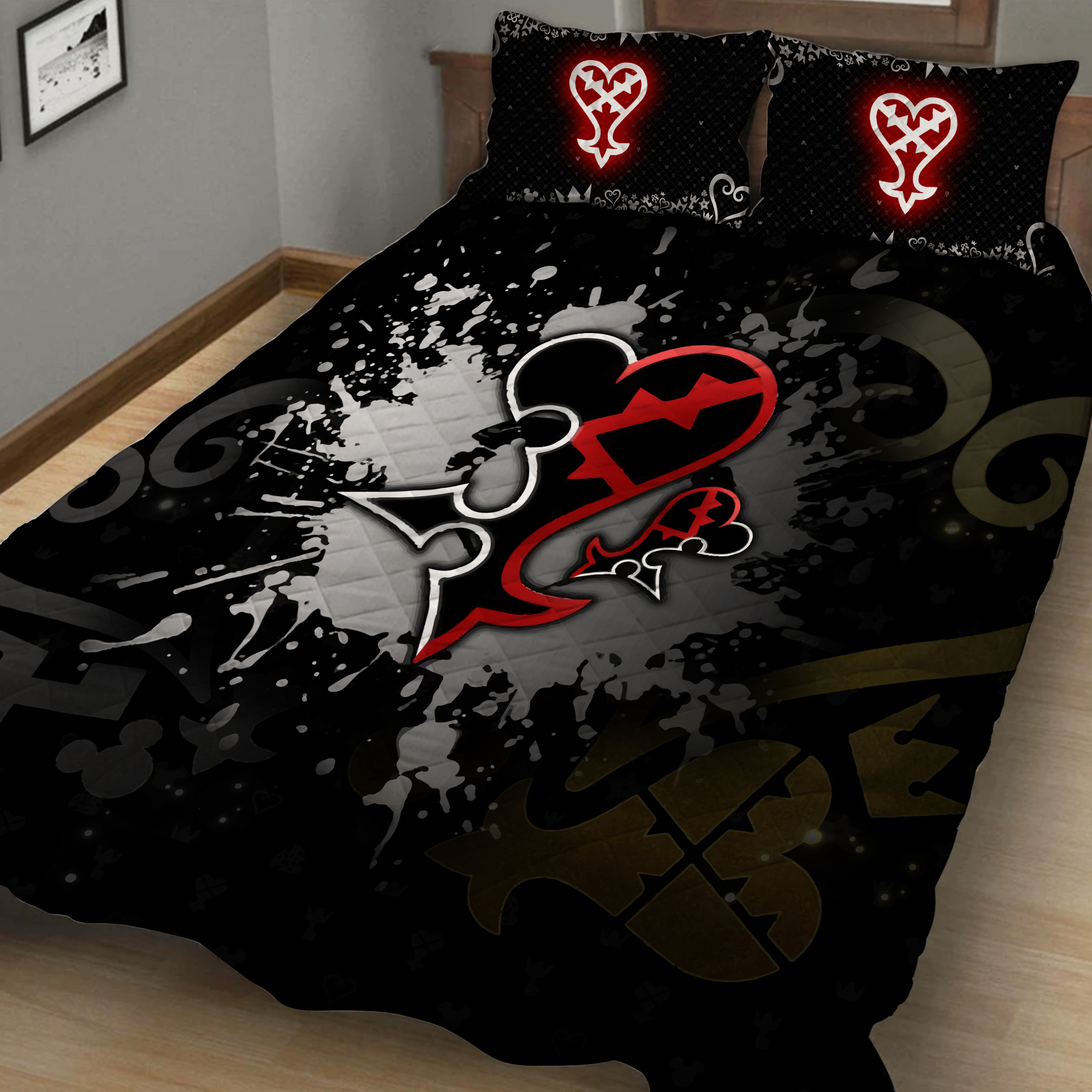 Kingdom Hearts Heartless and Nobody Symbol 3D Quilt Set Twin (150x180CM)  