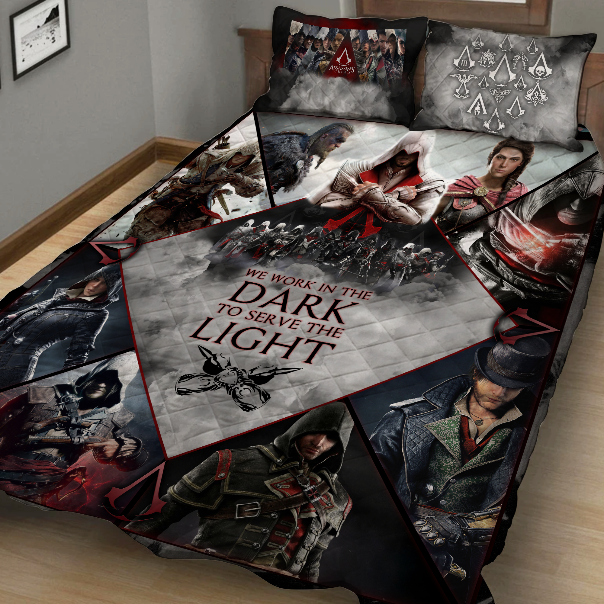 We work in the dark to serve the light Assassin's Creed Quilt Blanket Quilt Set Quilt Set Twin (150x180CM) 