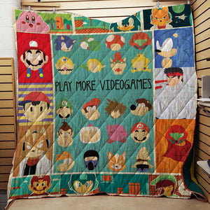 Play More Video Games Nintendo Games 3D Quilt Blanket   