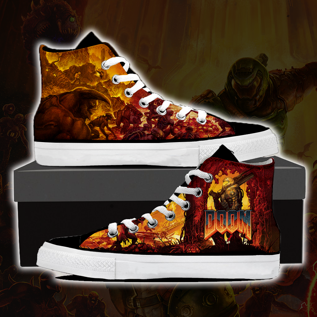 Doom High Top Canvas Shoes White Men SIZE 36