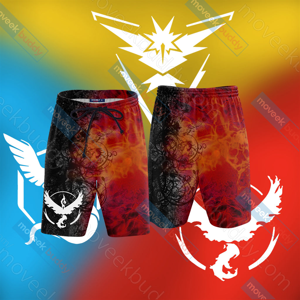 Pokemon Go - House Valor The Flame In the Night  Beach Shorts S  