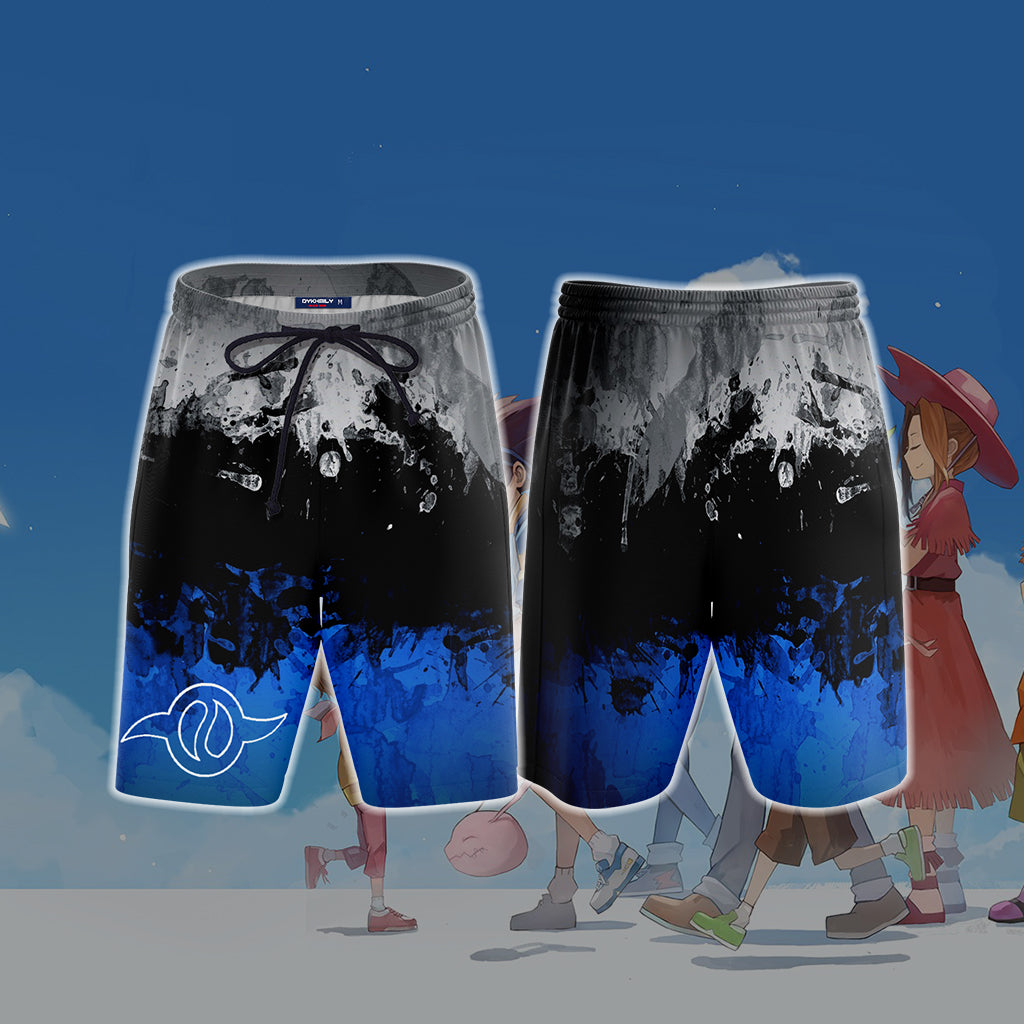Digimon The Crest Of Friendship New Look Unisex 3D Beach Shorts US/EU XXS (ASIAN S)  