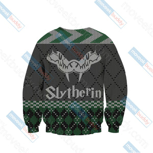 Harry Potter - Slytherin House Xmas Style Unisex 3D Sweater   