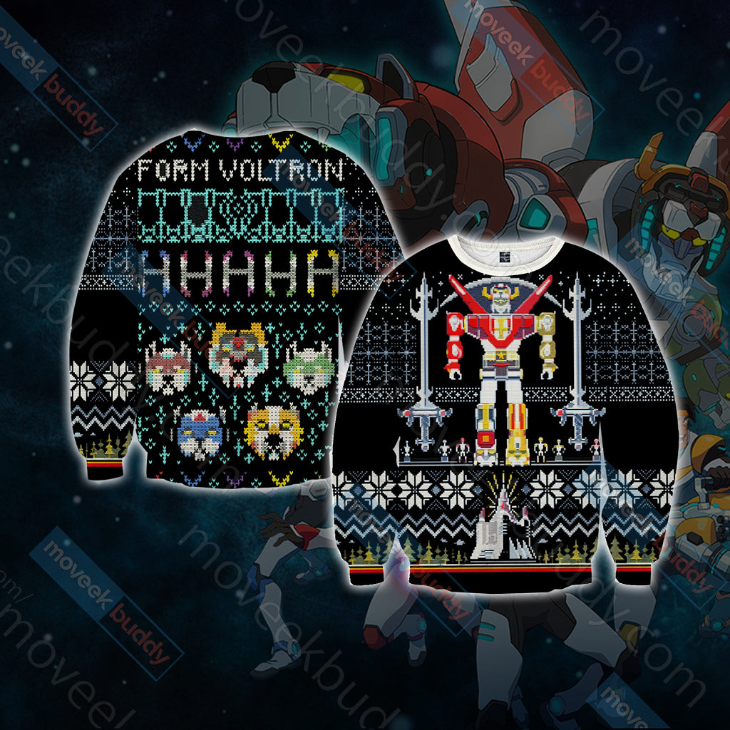 Voltron Knitting Style Unisex 3D Sweater S  