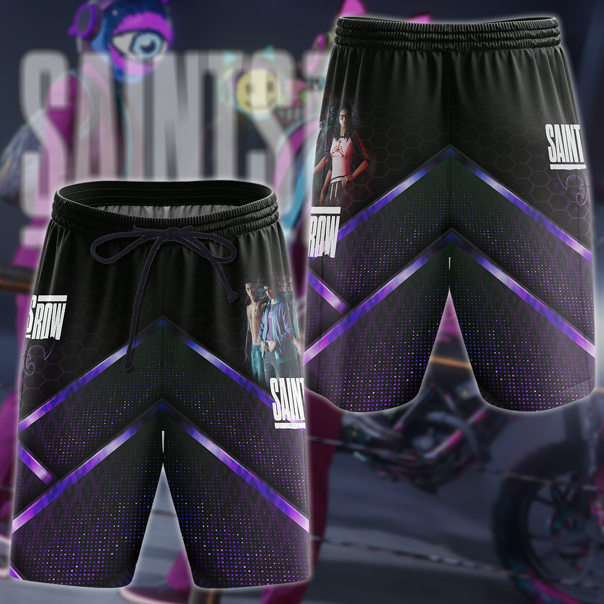 Saints Row Video Game 3D All Over Print T-shirt Tank Top Zip Hoodie Pullover Hoodie Hawaiian Shirt Beach Shorts Jogger Beach Shorts S 