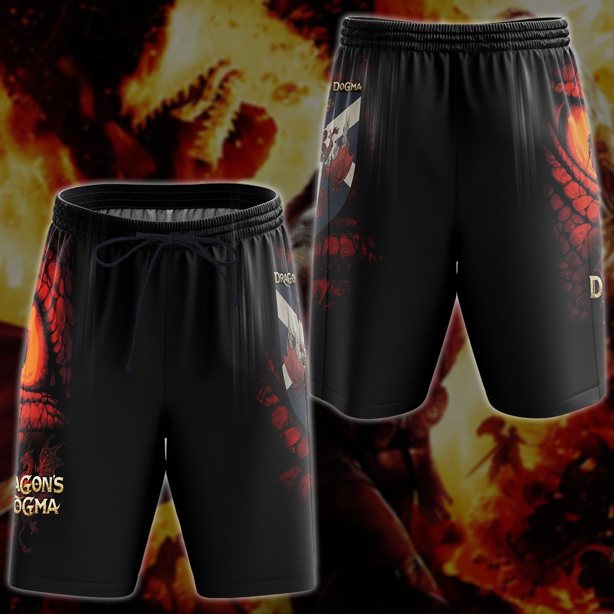 Dragon's Dogma Video Game 3D All Over Printed T-shirt Tank Top Zip Hoodie Pullover Hoodie Hawaiian Shirt Beach Shorts Jogger Beach Shorts S 