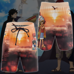 One Piece Luffy x Shanks Anime Manga 3D All Over Print T-shirt Tank Top Zip Hoodie Pullover Hoodie Hawaiian Shirt Beach Shorts Jogger Beach Shorts S 