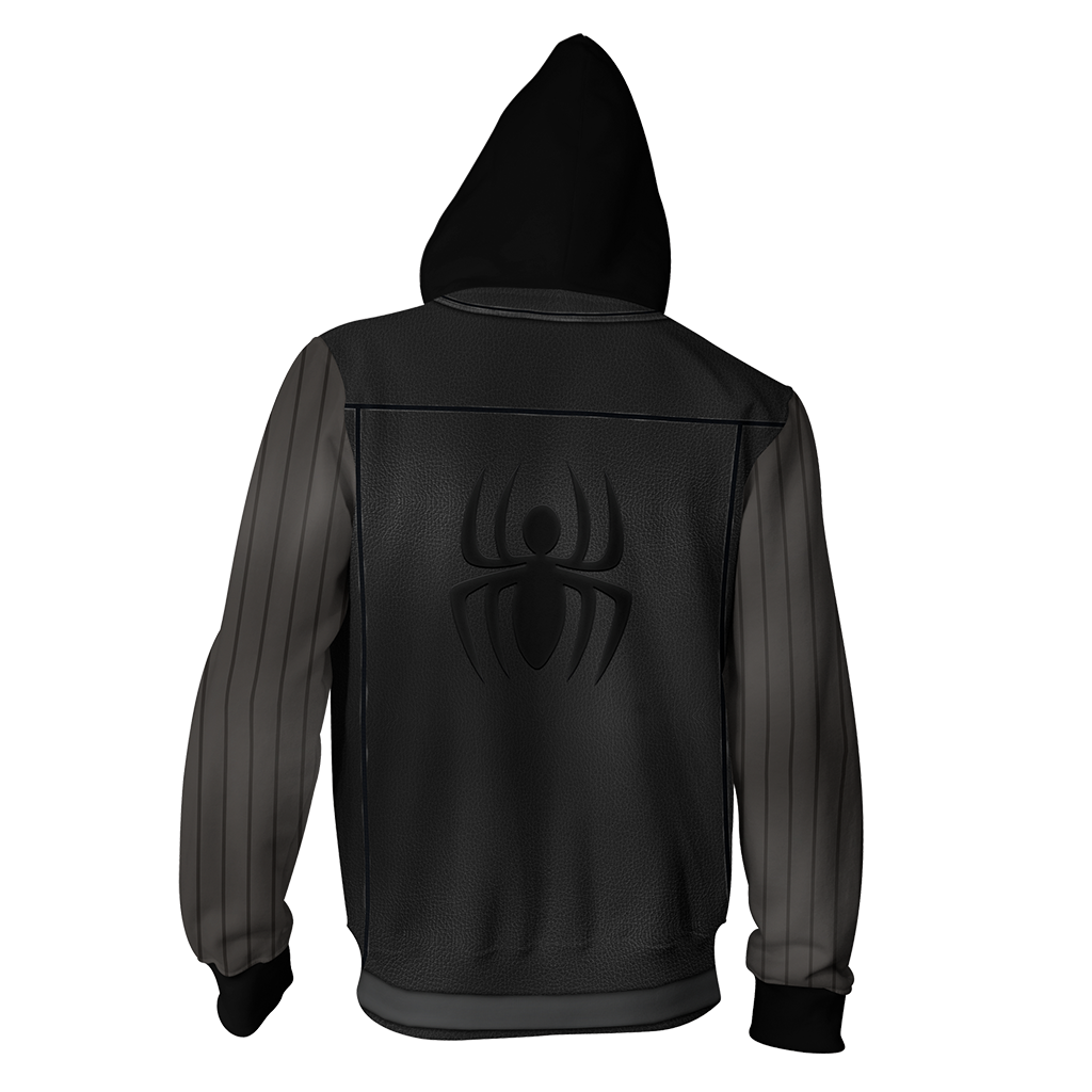 Spider-Man Noir Cosplay Zip Up Hoodie Jacket   