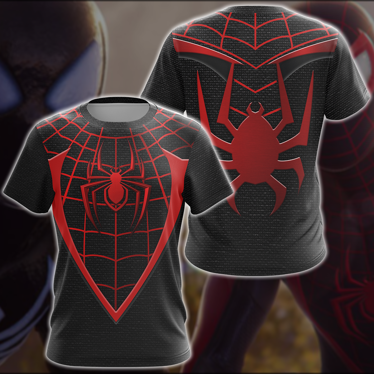 Spider-Man 2 Miles Morales Upgraded Suit Cosplay Video Game All Over Printed T-shirt Tank Top Zip Hoodie Pullover Hoodie Hawaiian Shirt Beach Shorts Joggers T-shirt S 