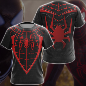 Spider-Man 2 Miles Morales Upgraded Suit Cosplay Video Game All Over Printed T-shirt Tank Top Zip Hoodie Pullover Hoodie Hawaiian Shirt Beach Shorts Joggers T-shirt S 