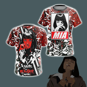 Pump Fiction Mia Wallace - I Have To Go Powder My Nose Unisex 3D T-shirt   