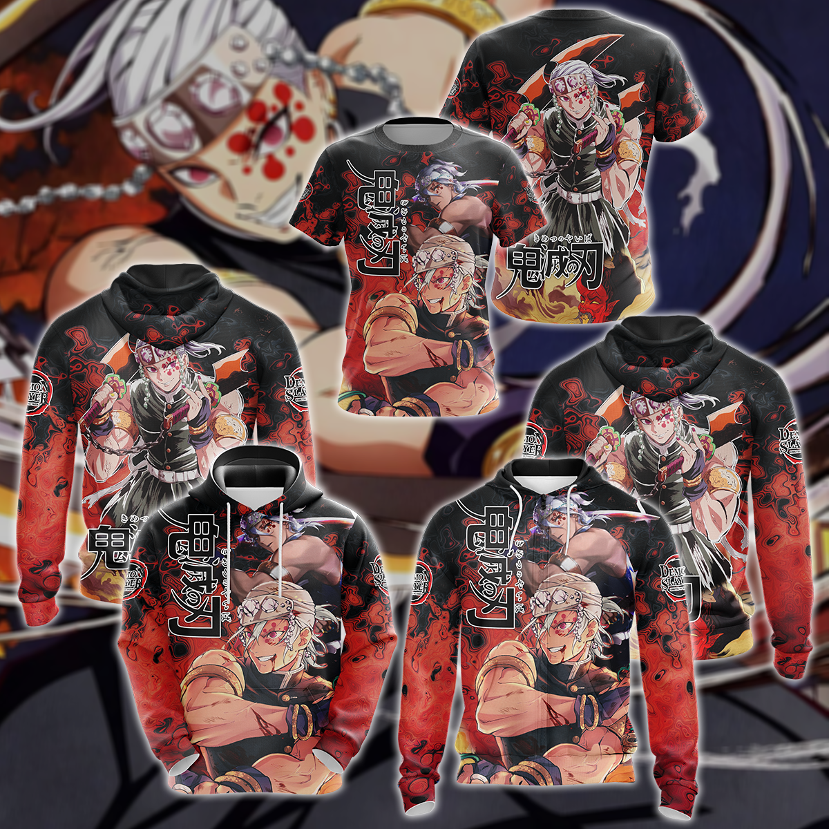 Kimetsu No Yaiba ss2: Yuukaku-hen Uzui Tengen 3D All Over Print T-shirt Tank Top Zip Hoodie Pullover Hoodie Hawaiian Shirt Beach Shorts Jogger   