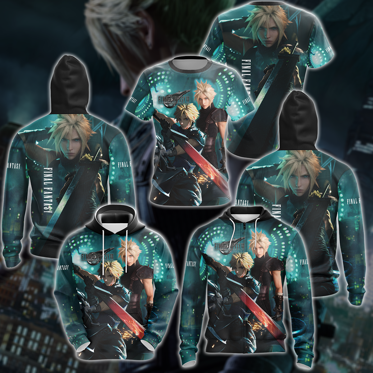 Final Fantasy VII Remake Video Game 3D All Over Printed T-shirt Tank Top Zip Hoodie Pullover Hoodie Hawaiian Shirt Beach Shorts Jogger   